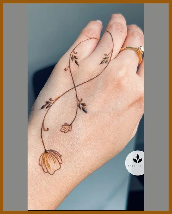 Rose Based Khafif Back Hand Design With Curves Khafif (Minimal) Back Hand Mehndi Design